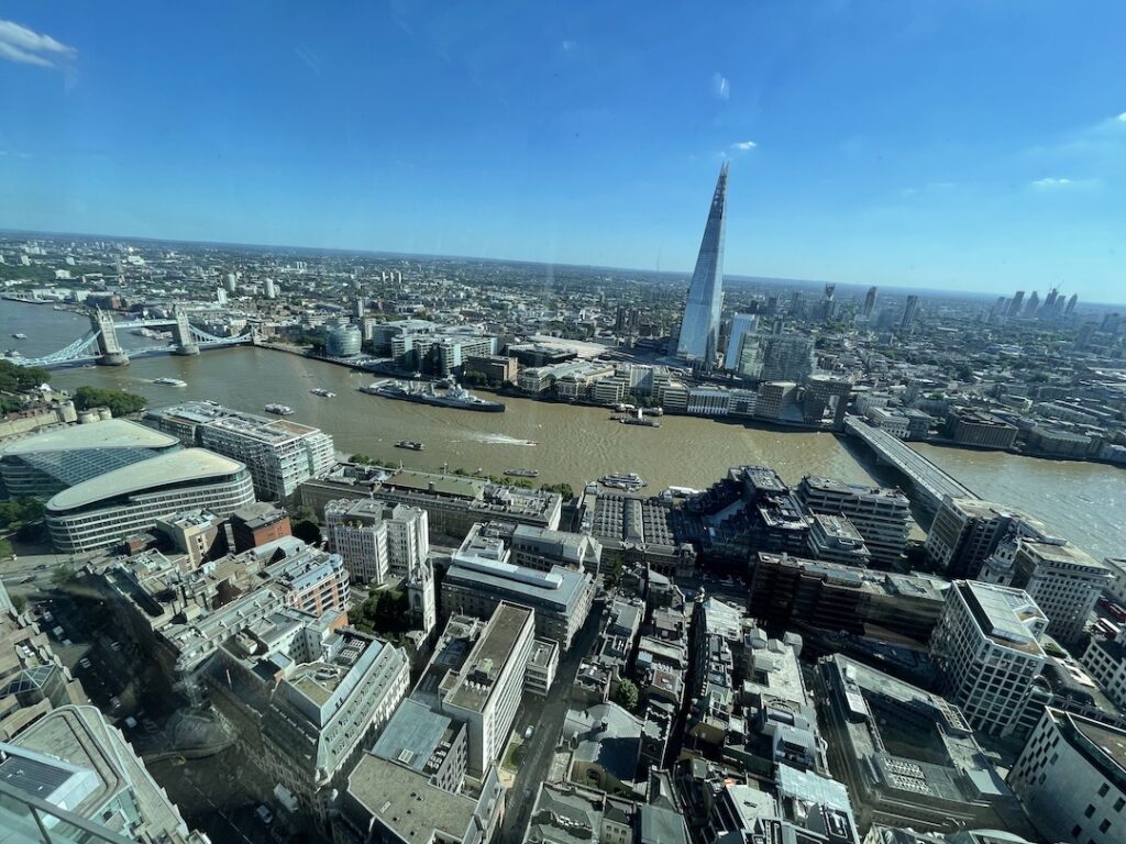 View of the Shard and Thames from the top of the Sky Garden