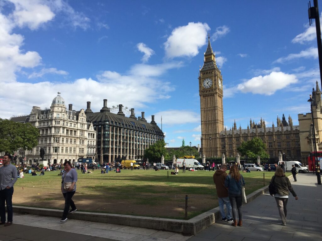 View of Big Ben from Parliament Square Garden