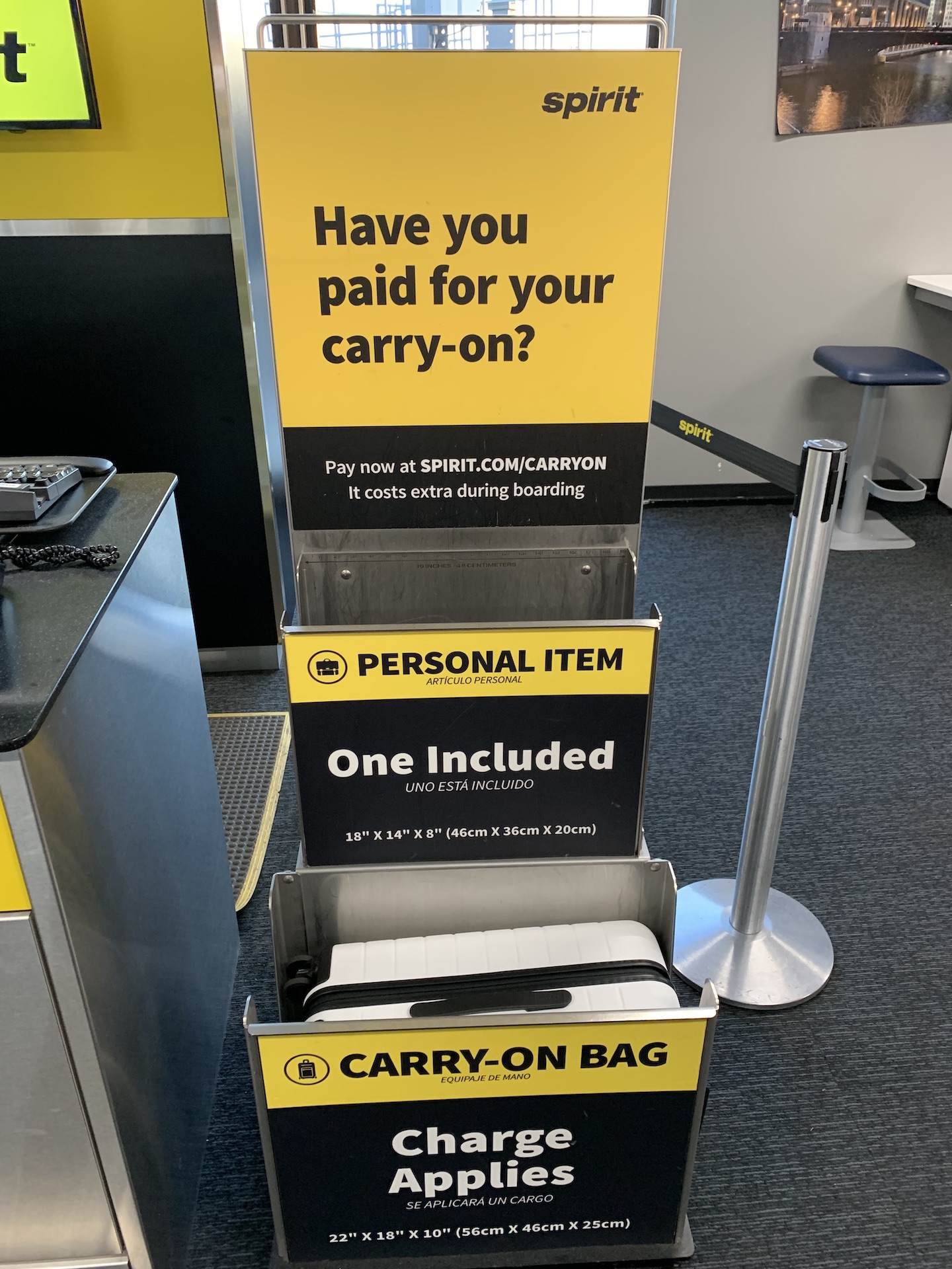 Spirit diaper store bag policy