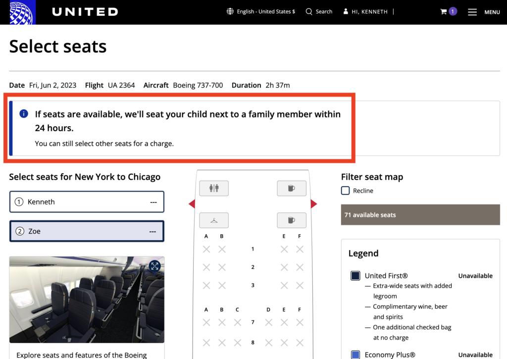 united travel with baby