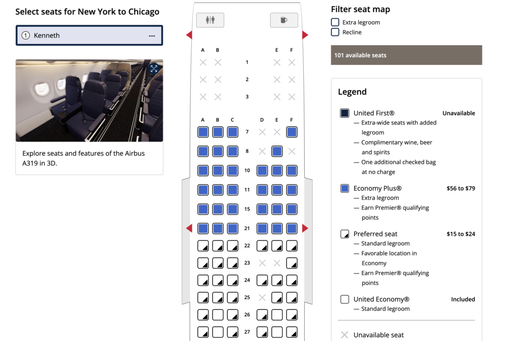 seat assignment fees amex